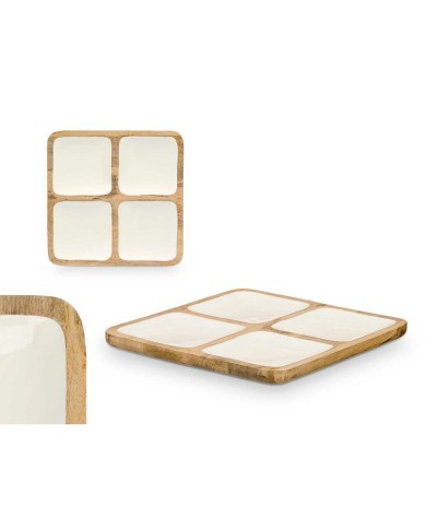 Vassoio con Scompartimenti MALI-991 W Bianco 29,5 x 3 x 29,5 cm (6 Unità)