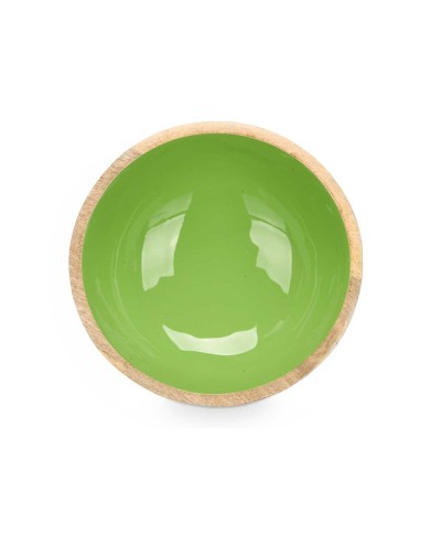 Ciotola MALI-701 G Verde Smalto Legno di mango 24,3 x 10,5 x 24,3 cm (6 Unità)