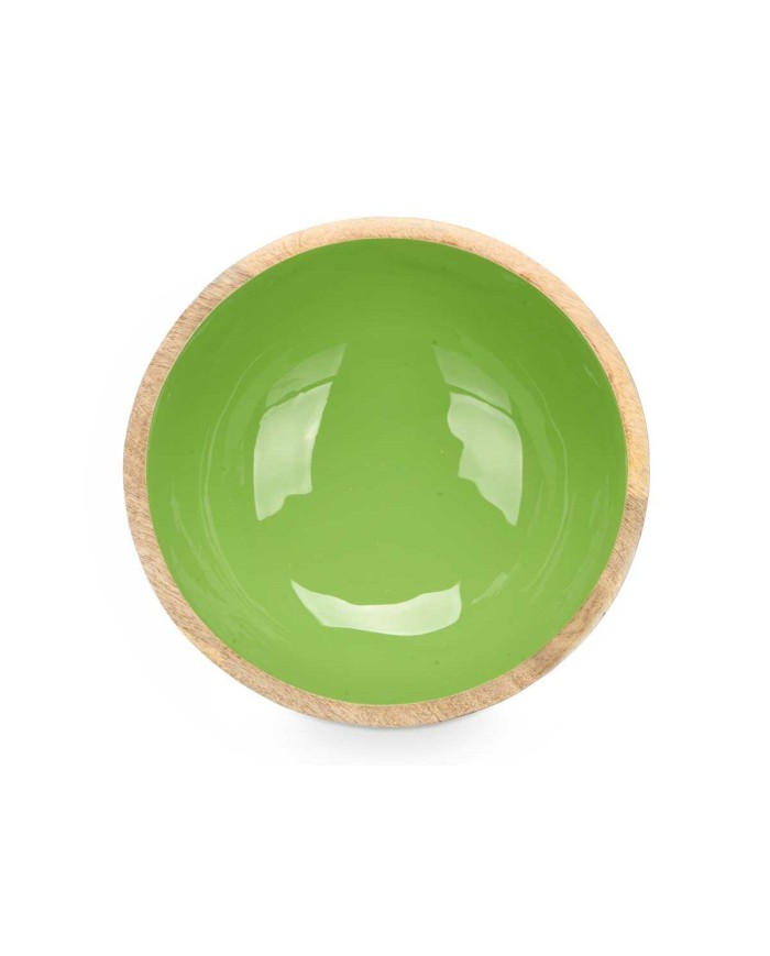 Ciotola MALI-701 G Verde Smalto Legno di mango 24,3 x 10,5 x 24,3 cm (6 Unità)