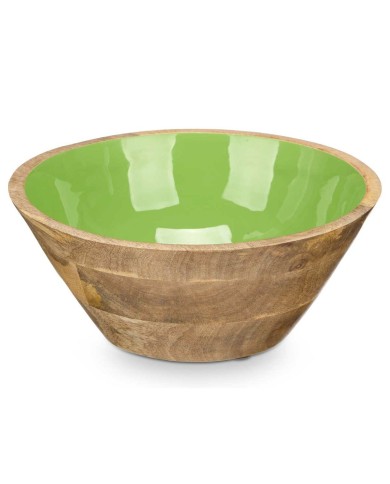 Ciotola MALI-701 G Verde Smalto Legno di mango 24,3 x 10,5 x 24,3 cm (6 Unità)