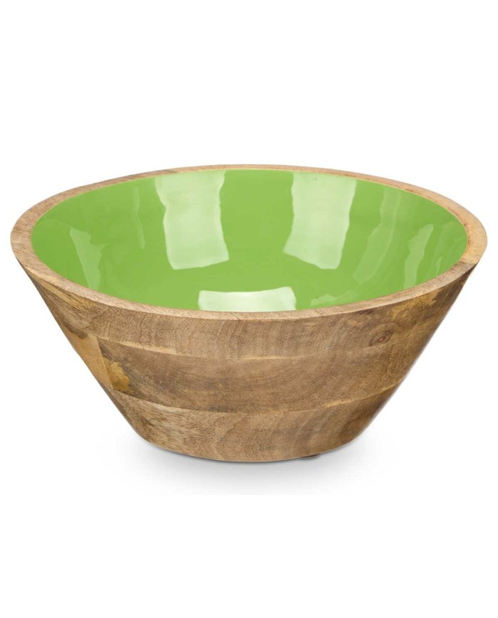 Ciotola MALI-701 G Verde Smalto Legno di mango 24,3 x 10,5 x 24,3 cm (6 Unità)