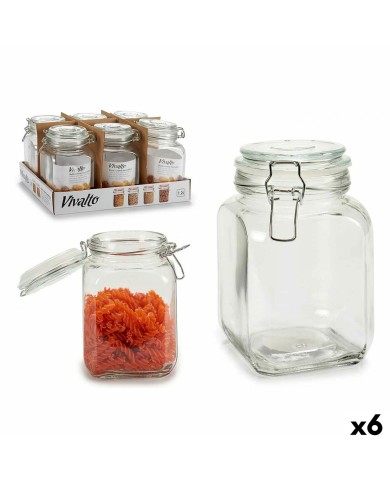 Barattolo di Vetro Vivalto CW-41200F/DH6 Trasparente Argentato 1,2 L (6 Unità) Barattolo di Vetro Vivalto CW-41200F/DH6 Trasparente Argentato 1,2 L (6 Unità)