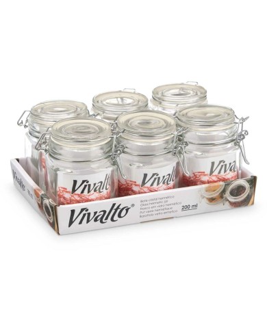 Barattolo di Vetro Vivalto 01-1605 Trasparente 200 ml (6 Unità) Barattolo di Vetro Vivalto 01-1605 Trasparente 200 ml (6 Unità)