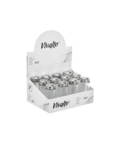 Saliera Vivalto YHP-SZ24/DH12 Trasparente Metallo Vetro 5,5 x 10,5 x 5,5 cm (12 Unità)