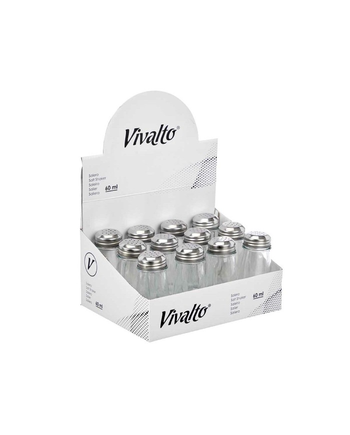 Saliera Vivalto YHP-SZ24/DH12 Trasparente Metallo Vetro 5,5 x 10,5 x 5,5 cm (12 Unità)