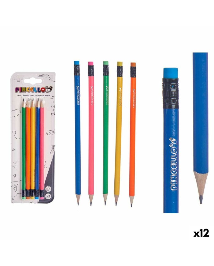 Set di Matite Pincello 474 Giallo Azzurro Rosso Verde Arancio (12 Unità)