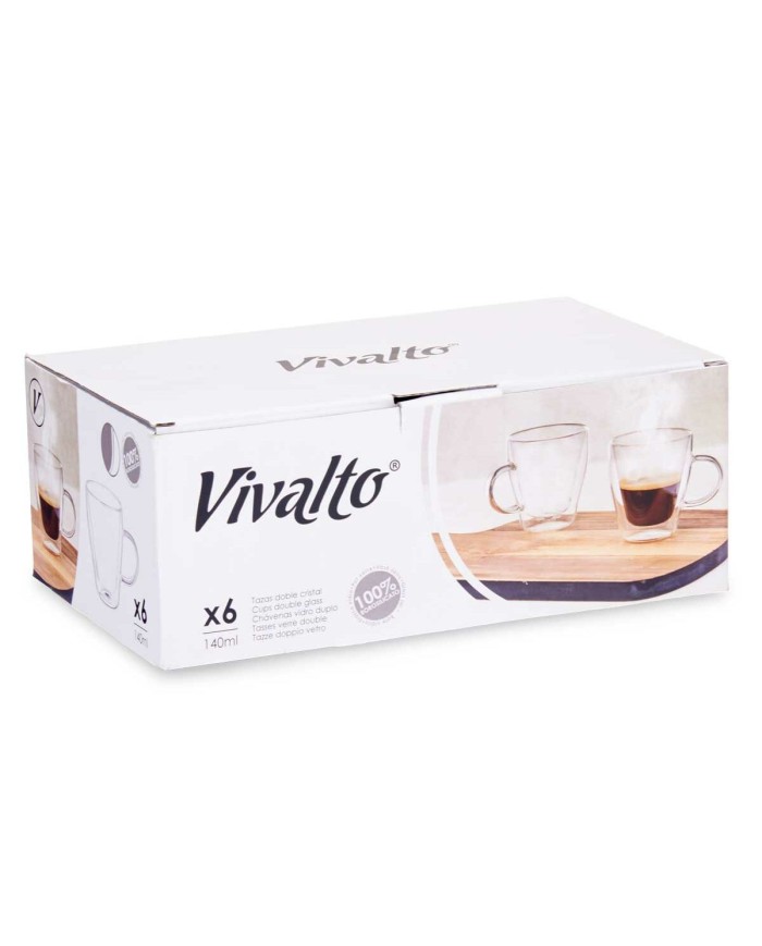 Tazza di caffè e tè Vivalto OCT-DG2397 Trasparente Vetro Borosilicato 140 ml (6 Unità) Tazza di caffè e tè Vivalto OCT-DG2397 Trasparente Vetro Borosilicato 140 ml (6 Unità)
