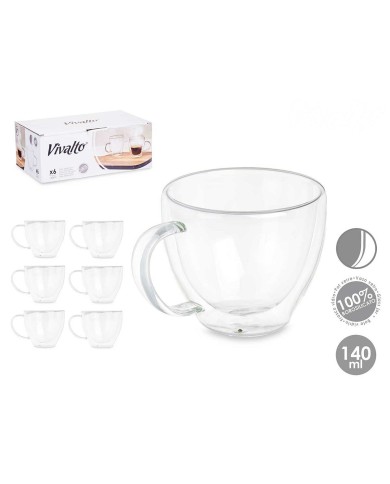 Tazza di caffè e tè Vivalto OCT-DG2397 Trasparente Vetro Borosilicato 140 ml (6 Unità) Tazza di caffè e tè Vivalto OCT-DG2397 Trasparente Vetro Borosilicato 140 ml (6 Unità)