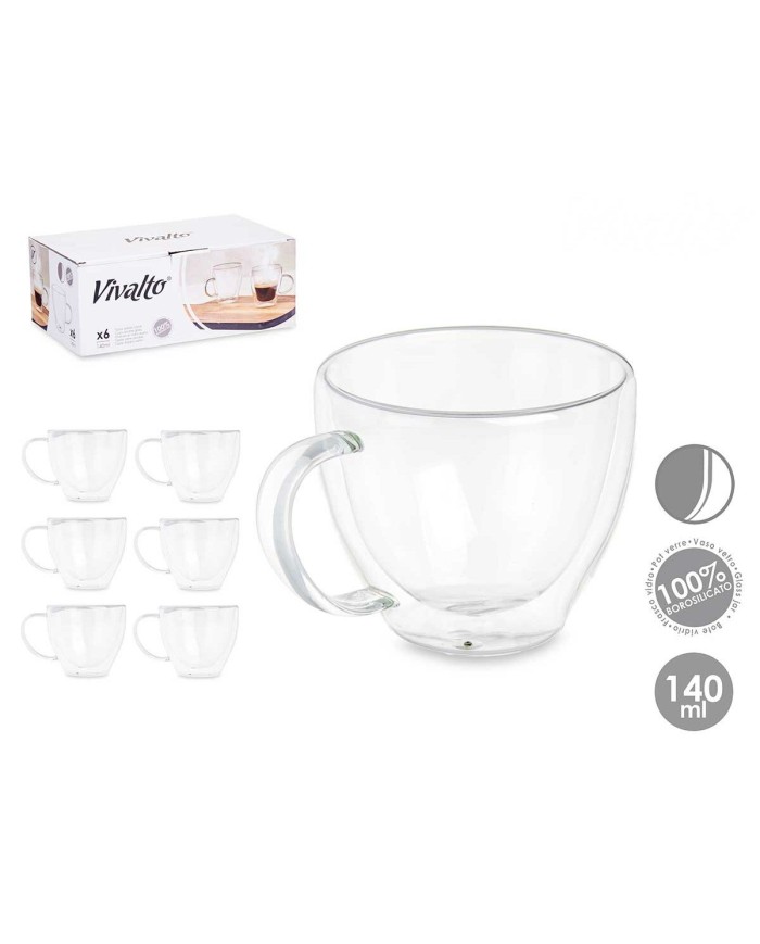 Tazza di caffè e tè Vivalto OCT-DG2397 Trasparente Vetro Borosilicato 140 ml (6 Unità) Tazza di caffè e tè Vivalto OCT-DG2397 Trasparente Vetro Borosilicato 140 ml (6 Unità)