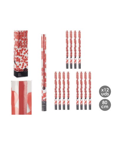 Cannone di coriandoli 9119-80 Rosso Carta Cartone Plastica 5 x 79 x 5 cm (12 Unità)