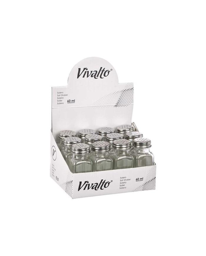 Saliera Vivalto YHP-F0409/DH12 Trasparente Metallo Vetro 4 x 9 x 4 cm (12 Unità)