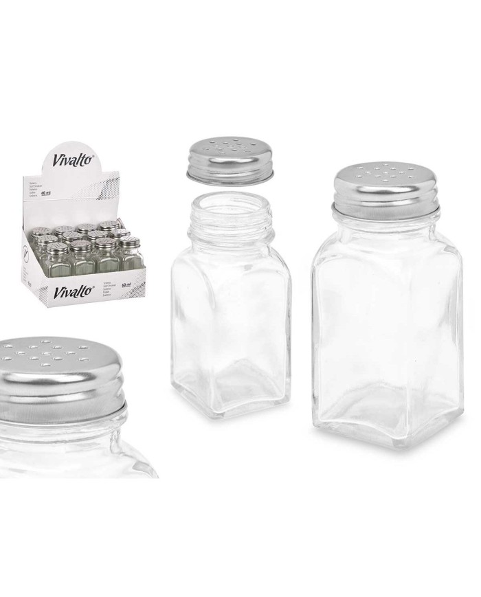 Saliera Vivalto YHP-F0409/DH12 Trasparente Metallo Vetro 4 x 9 x 4 cm (12 Unità)