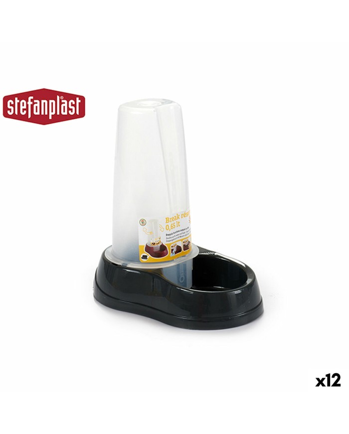 Ciotola per animali domestici Stefanplast 04092 Trasparente Grigio scuro Plastica 650 ml 12 x 19,5 x 19 cm (12 Unità)