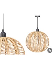 Lampadario 24B521 Nero Naturale Metallo Carta 40 W 28 x 26 x 28 cm (4 Unità)