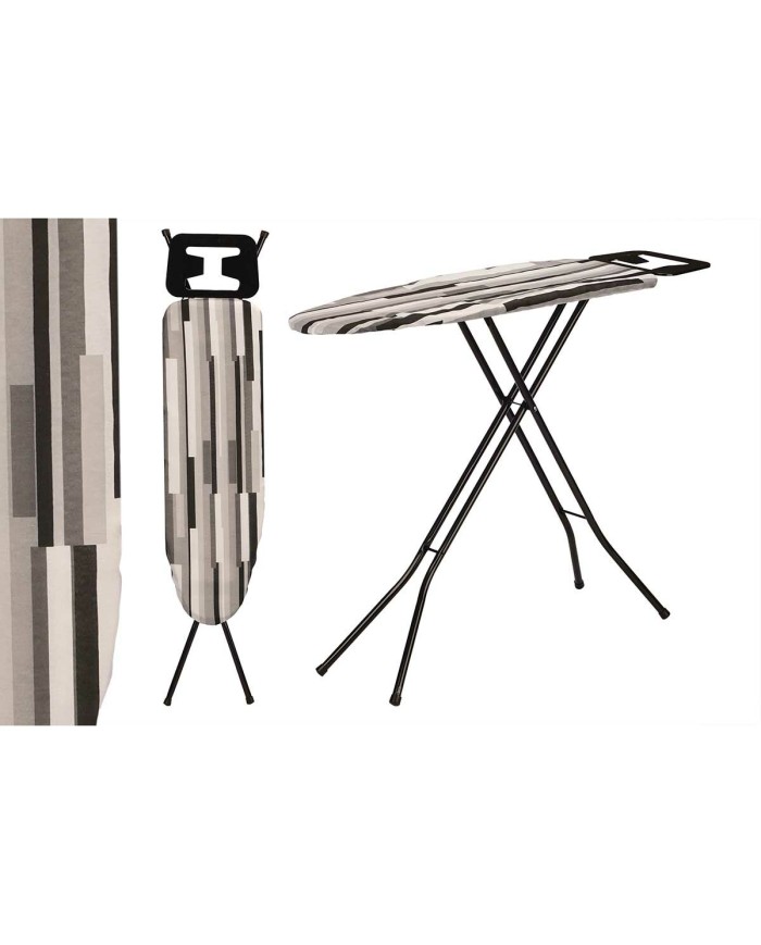 Asse da Stiro Kipit 18358 - CB-143 Bianco Nero Grigio Metallo Stoffa (4 Unità)