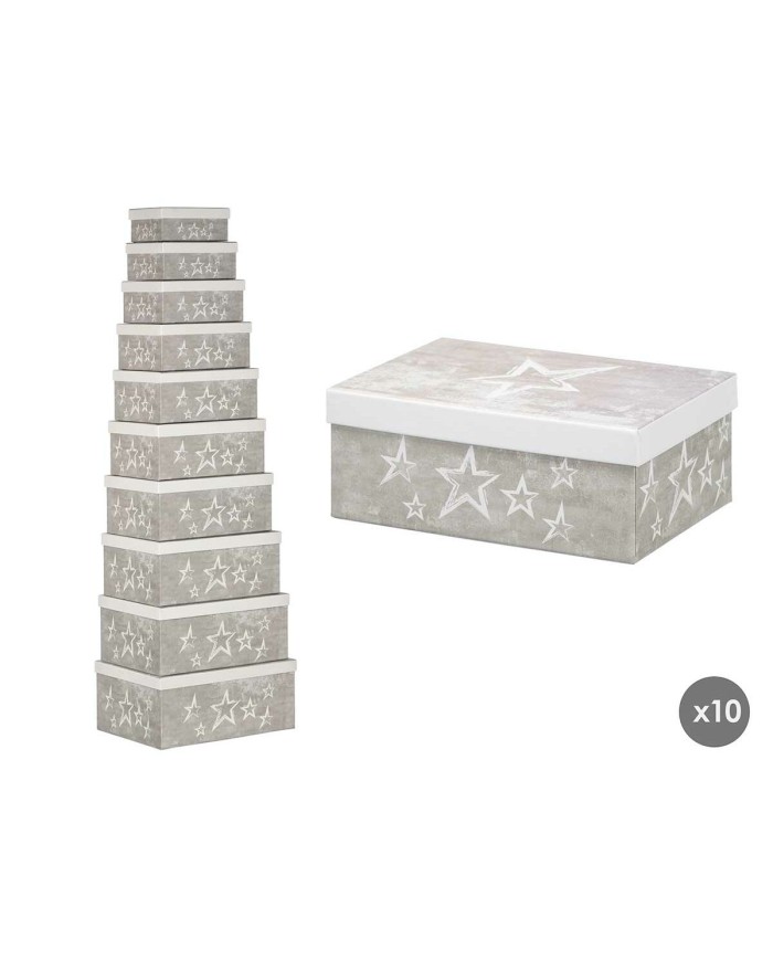 Scatola Decorativa Pincello 63 Bianco Grigio Cartone (2 Unità) Scatola Decorativa Pincello 63 Bianco Grigio Cartone (2 Unità)