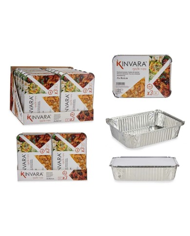 Set di vassoi per Alimenti Kinvara 16161 Argentato Alluminio 2 L 25,5 x 6,8 x 19 cm (12 Unità) Set di vassoi per Alimenti Kinvara 16161 Argentato Alluminio 2 L 25,5 x 6,8 x 19 cm (12 Unità)