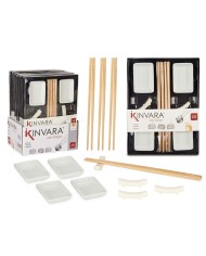 Set per Sushi Kinvara 1249SJ4111 Bianco Bambù Porcellana (12 Pezzi) (6 Unità)