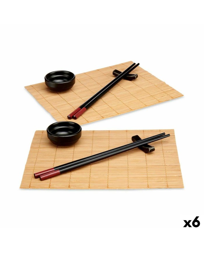 Set per Sushi Kinvara SJ4702 Nero Naturale Bambù servizio di piatti (8 Pezzi) (6 Unità)