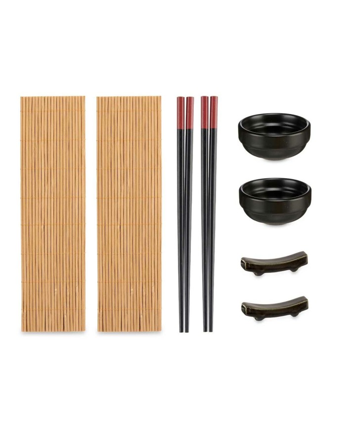 Set per Sushi Kinvara SJ4702 Nero Naturale Bambù servizio di piatti (8 Pezzi) (6 Unità)