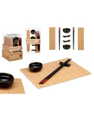Set per Sushi Kinvara SJ4702 Nero Naturale Bambù servizio di piatti (8 Pezzi) (6 Unità)
