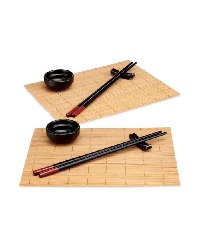 Set per Sushi Kinvara SJ4702 Nero Naturale Bambù servizio di piatti (8 Pezzi) (6 Unità)
