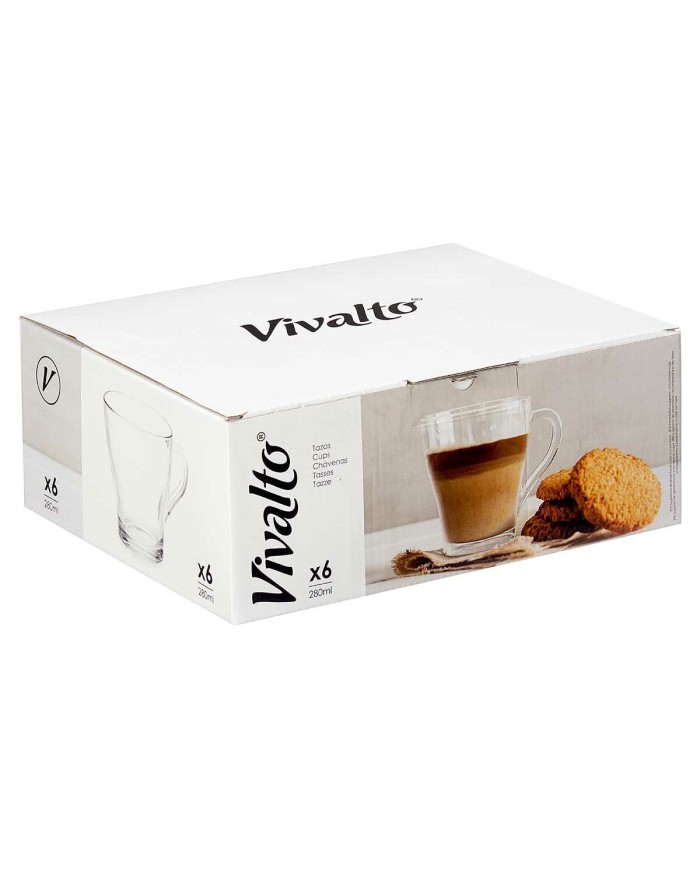 Tazza di caffè e tè Vivalto 1 Trasparente Vetro 280 ml (6 Unità) Tazza di caffè e tè Vivalto 1 Trasparente Vetro 280 ml (6 Unità)