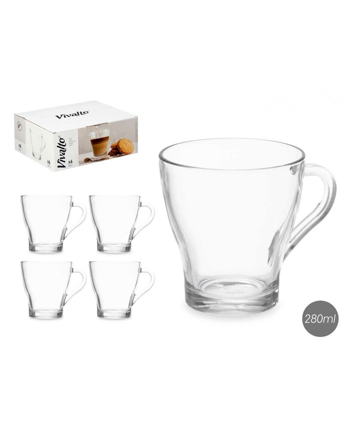 Tazza di caffè e tè Vivalto 1 Trasparente Vetro 280 ml (6 Unità) Tazza di caffè e tè Vivalto 1 Trasparente Vetro 280 ml (6 Unità)