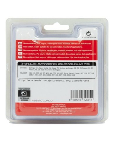 Viti Antifurto ABC Parts L48 17/19 12 x 125 mm 4 Unità Viti Antifurto ABC Parts L48 17/19 12 x 125 mm 4 Unità