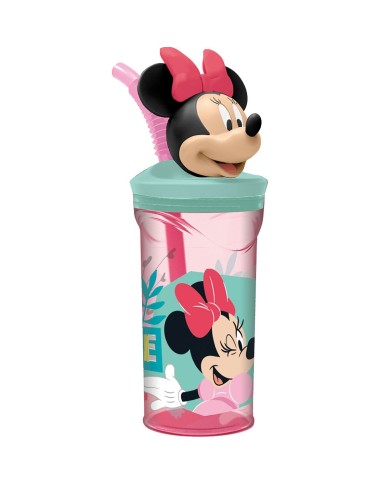 Bicchiere con Cannuccia Minnie Mouse CZ11337 Rosa 360 ml 3D