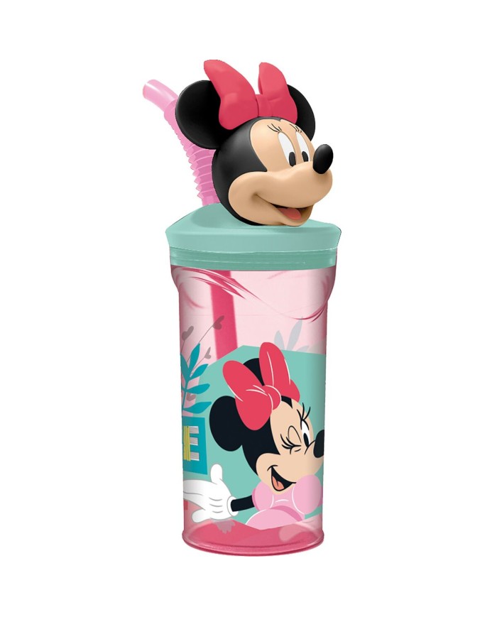 Bicchiere con Cannuccia Minnie Mouse CZ11337 Rosa 360 ml 3D