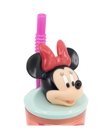 Bicchiere con Cannuccia Minnie Mouse CZ11337 Rosa 360 ml 3D