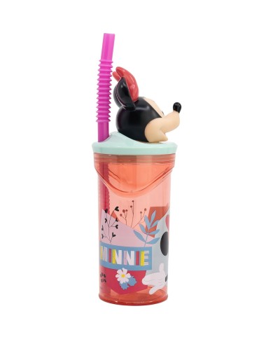 Bicchiere con Cannuccia Minnie Mouse CZ11337 Rosa 360 ml 3D