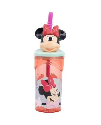 Bicchiere con Cannuccia Minnie Mouse CZ11337 Rosa 360 ml 3D