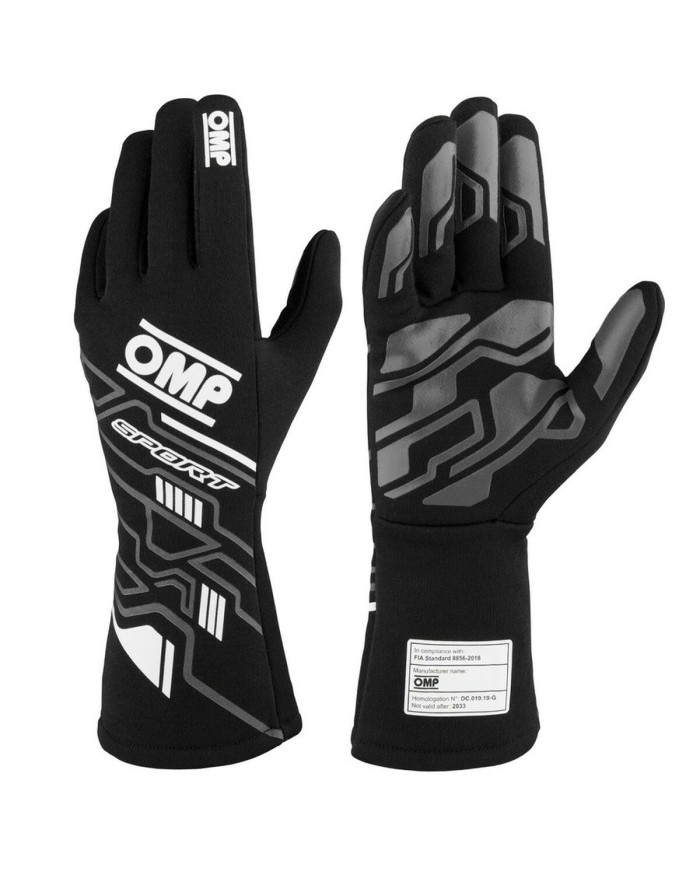 Guanti da guida da uomo OMP SPORT Nero/Bianco S