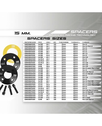 Kit di distanziali OMP OMPS08191501 Kit di distanziali OMP OMPS08191501