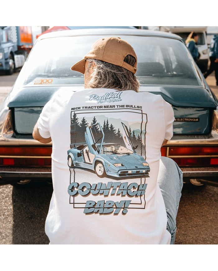 Maglia a Maniche Corte Uomo Radikal Revolution NICE TRACTOR NEAR THE BULLS Bianco M