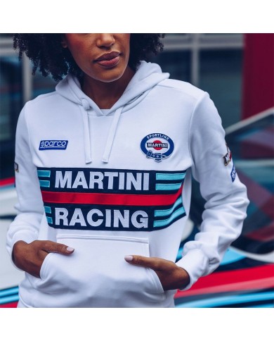 Felpa con Cappuccio Donna Sparco Martini Racing Bianco