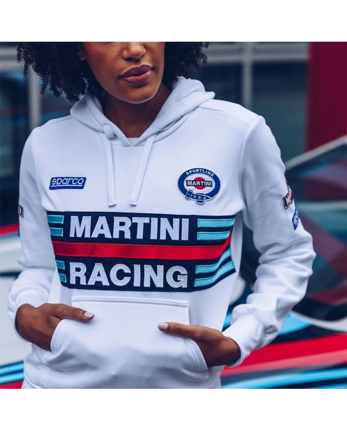 Felpa con Cappuccio Donna Sparco Martini Racing Bianco