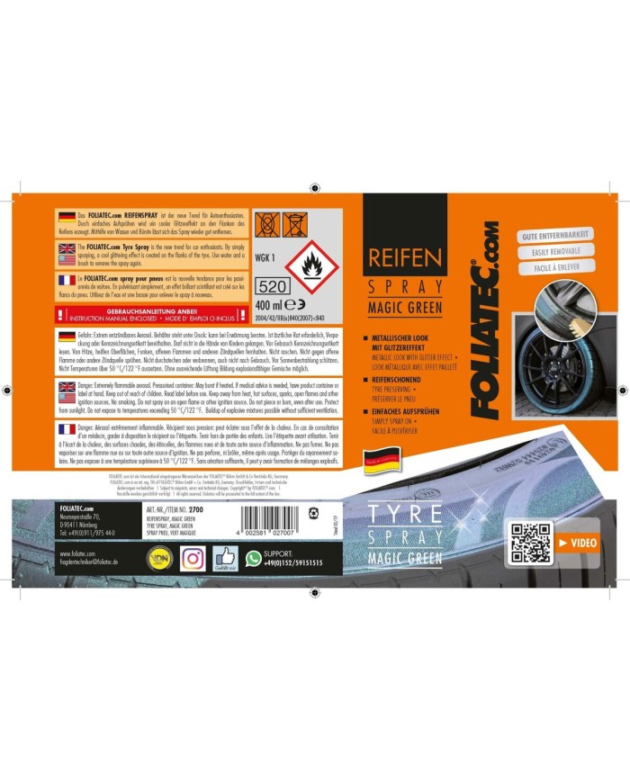 Vernice spray Foliatec Verde Ruote 400 ml