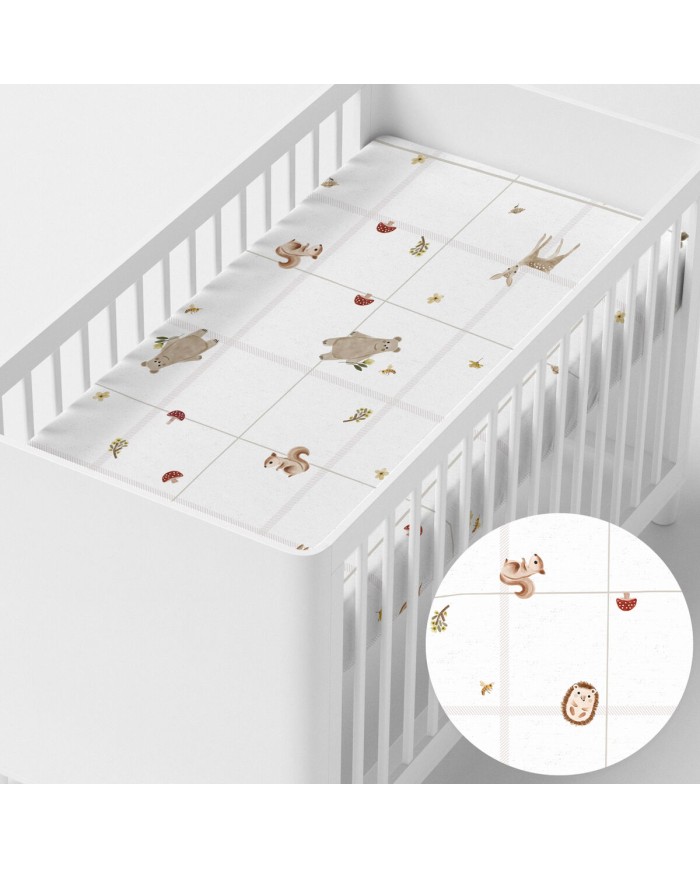 Lenzuolo con angoli HappyFriday MINI Bianco Multicolore 60 x 120 x 14 cm Lenzuolo con angoli HappyFriday MINI Bianco Multicolore 60 x 120 x 14 cm