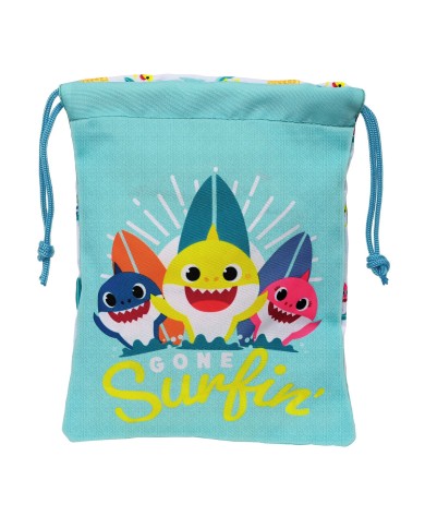 Cestino per la Merenda Baby Shark Surfing Azzurro Bianco PVC 20 x 25 x 1 cm Sacco