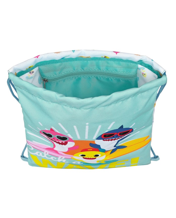Zainetto con Cordini Baby Shark Surfing Azzurro Bianco 26 x 34 x 1 cm Zainetto con Cordini Baby Shark Surfing Azzurro Bianco 26 x 34 x 1 cm