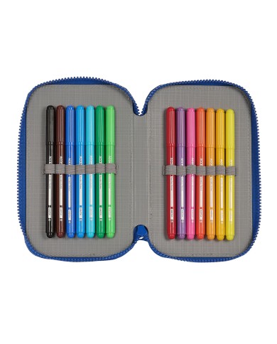 Astuccio Doppio F.C. Barcelona Azzurro Rosso Granato 12.5 x 19.5 x 4 cm (28 Pezzi)