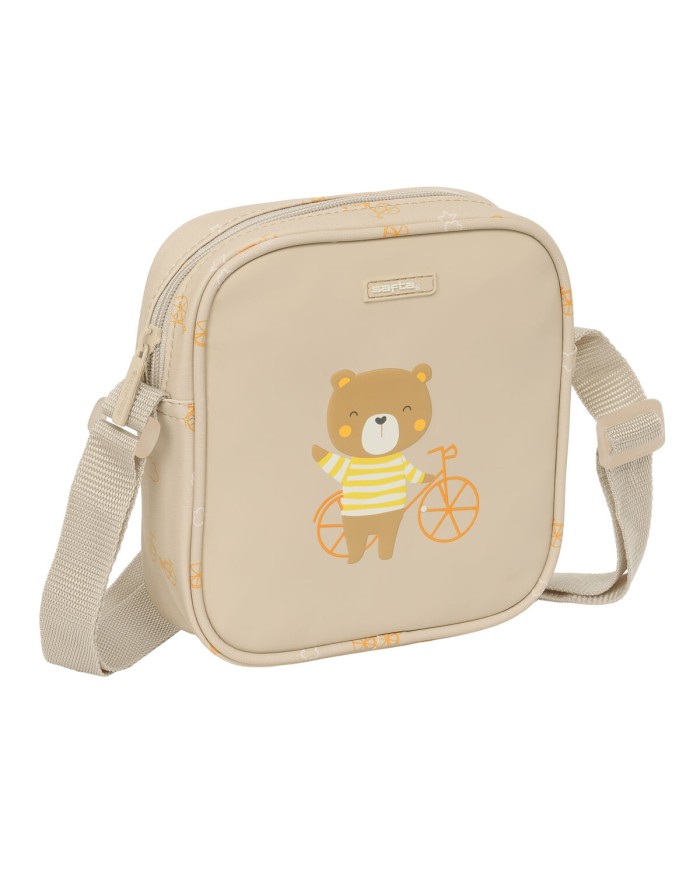 Borsa a Tracolla Safta Orso Beige 16 x 18 x 4 cm