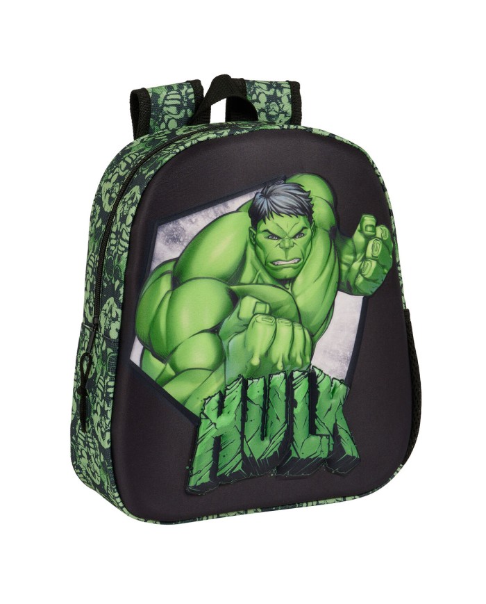 Zaino per Bambini 3D Hulk Nero Verde 27 x 33 x 10 cm