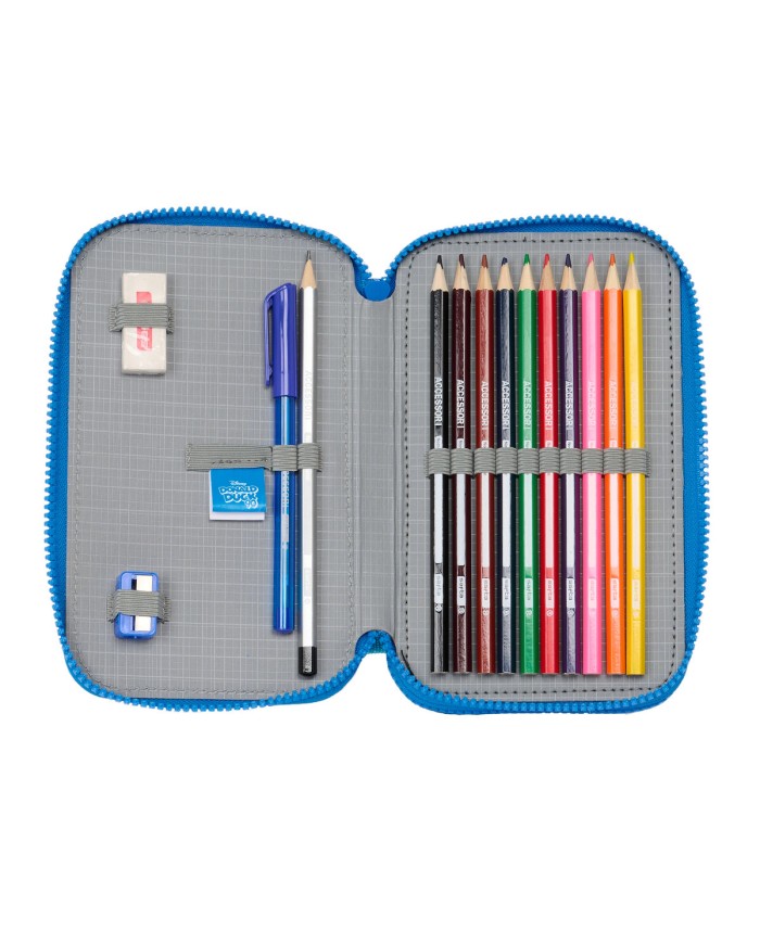 Astuccio Doppio Donald Azzurro 12.5 x 19.5 x 4 cm (28 Pezzi)