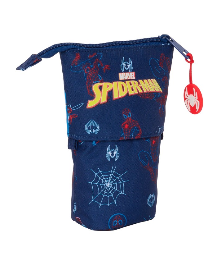 Astuccio Portapenne Spider-Man Neon Blu Marino 8 x 19 x 6 cm