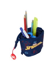 Astuccio Portapenne Spider-Man Neon Blu Marino 8 x 19 x 6 cm