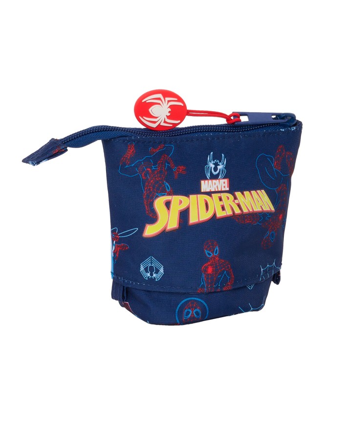Astuccio Portapenne Spider-Man Neon Blu Marino 8 x 19 x 6 cm